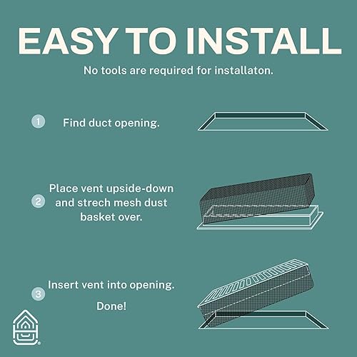 Miniatura 6 de Home Intuition Basketweave - Rejilla decorativa para registro de piso de 2 x 14 pulgadas con trampa de cubierta de malla, latón pulido