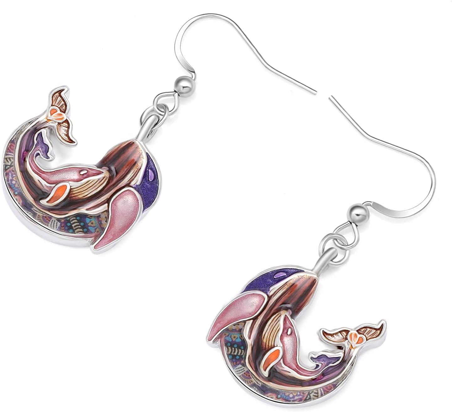 NEWEI Funny Enamel Whale Octopus Jellyfish Shark Earrings Seahorse Dangle Beach Jewelry for Women Hawaiian Gifts - Image 3