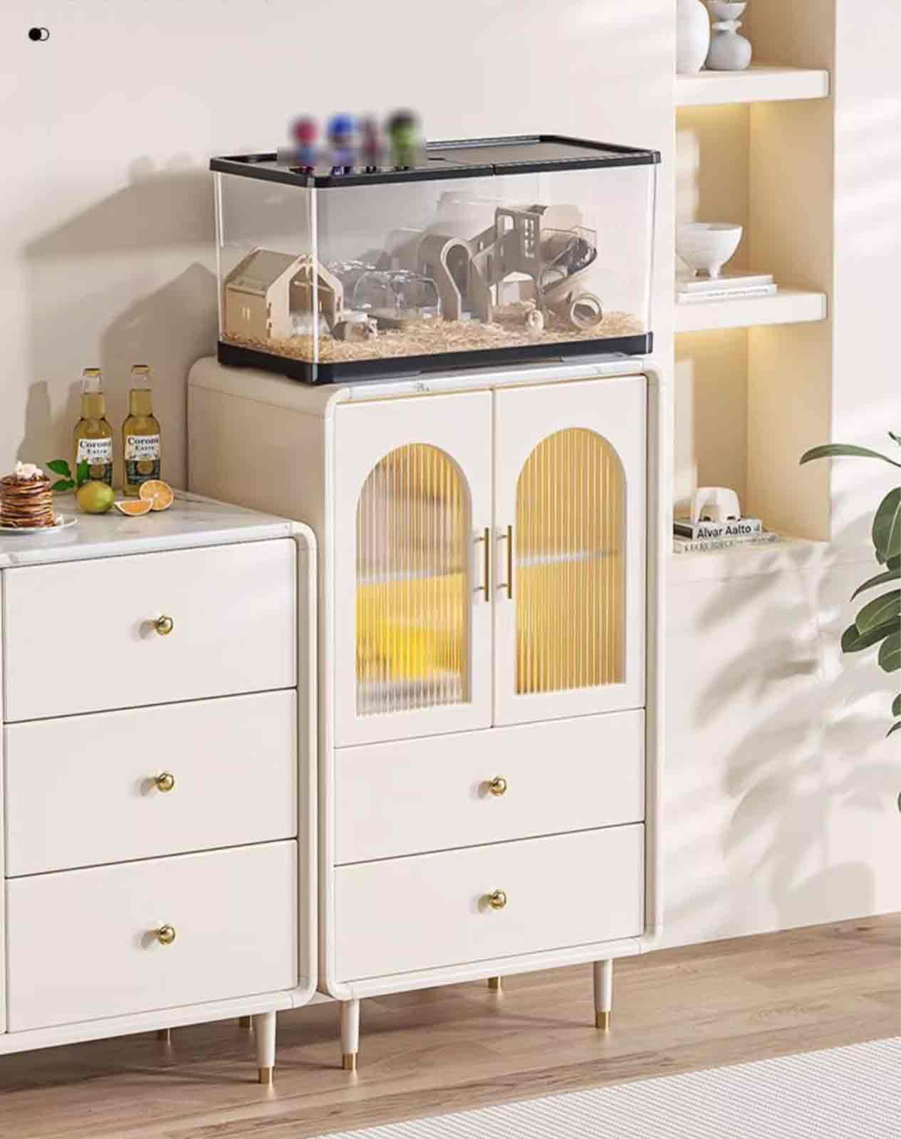 Cage Hamster Russe Plastique, Maison pour Hamster Confortable, Cage pour Hamster Panoramique à 360°, Matériau As, Conception D'aération, Cadre Intégré