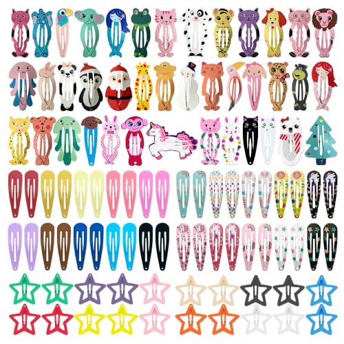 Pinces à cheveux filles KUBOM lot de 100 barrettes animaux colorées pour enfants