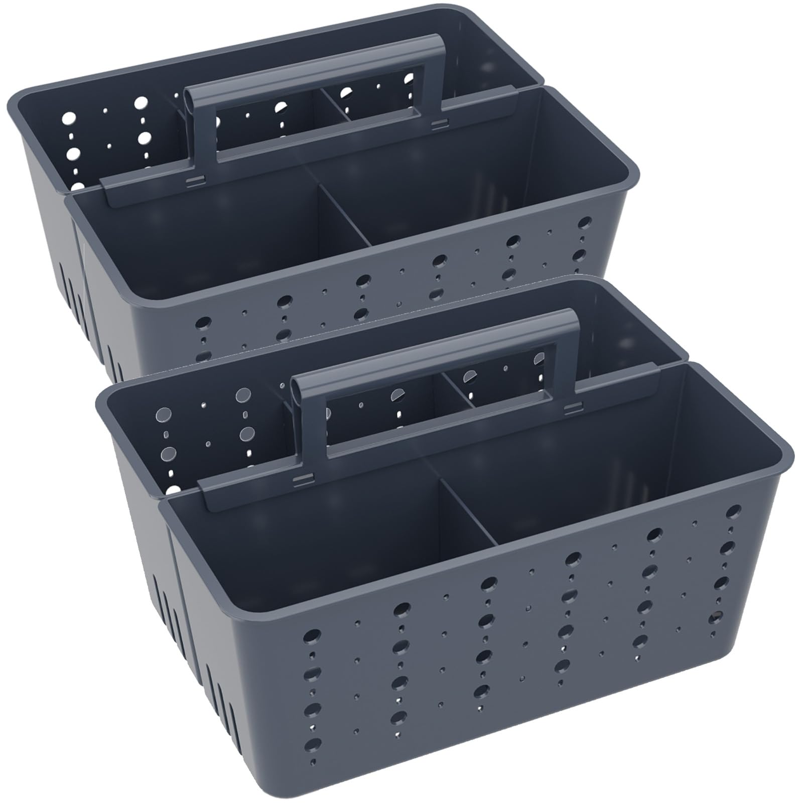 Lifewit Plastic Shower Caddy Portable, Cleaning Caddy with Compartments and Handle, Bathroom Storage Basket Shower Organiser for Car, Kitchen, College, Dorm Room Essentials, 2 Packs, Slate Blue