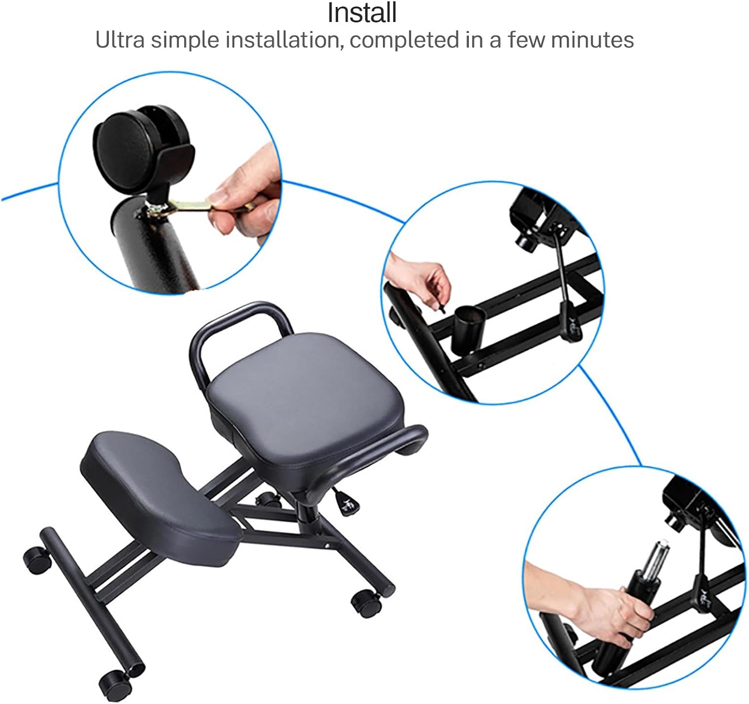 Ergonomic Kneeling Chair Office Stool Knee Support Chair Kneeling Office Chair Adjustable Knee Stool for Office or Home Angled Kneeling Chair