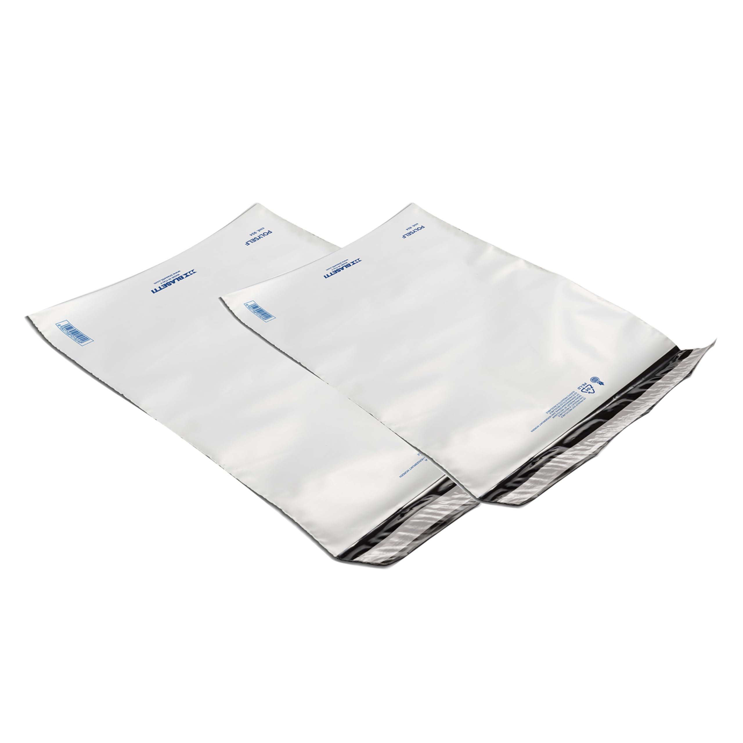 BLASETTI - 100 Sacchetti per Spedizione in Plastica POLYSELF - Formato: 52x55 cm, Materiale Polietilene Bianco. Antistrappo con Chiusura Adesiva, Buste Flyer Riciclabili per Corrieri e Spedizioni