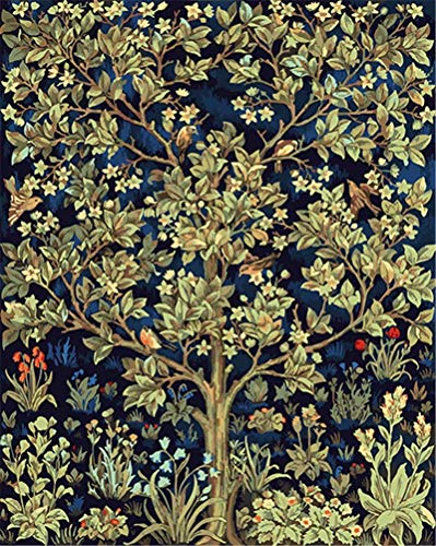 DIY Paint by Numbers Kits, Amiiba Tree of Life, Happy Tree Birds Flowers 16x20 inch Acrylic Painting by Number Wall Art Crafts (Tree, Without Frame)
