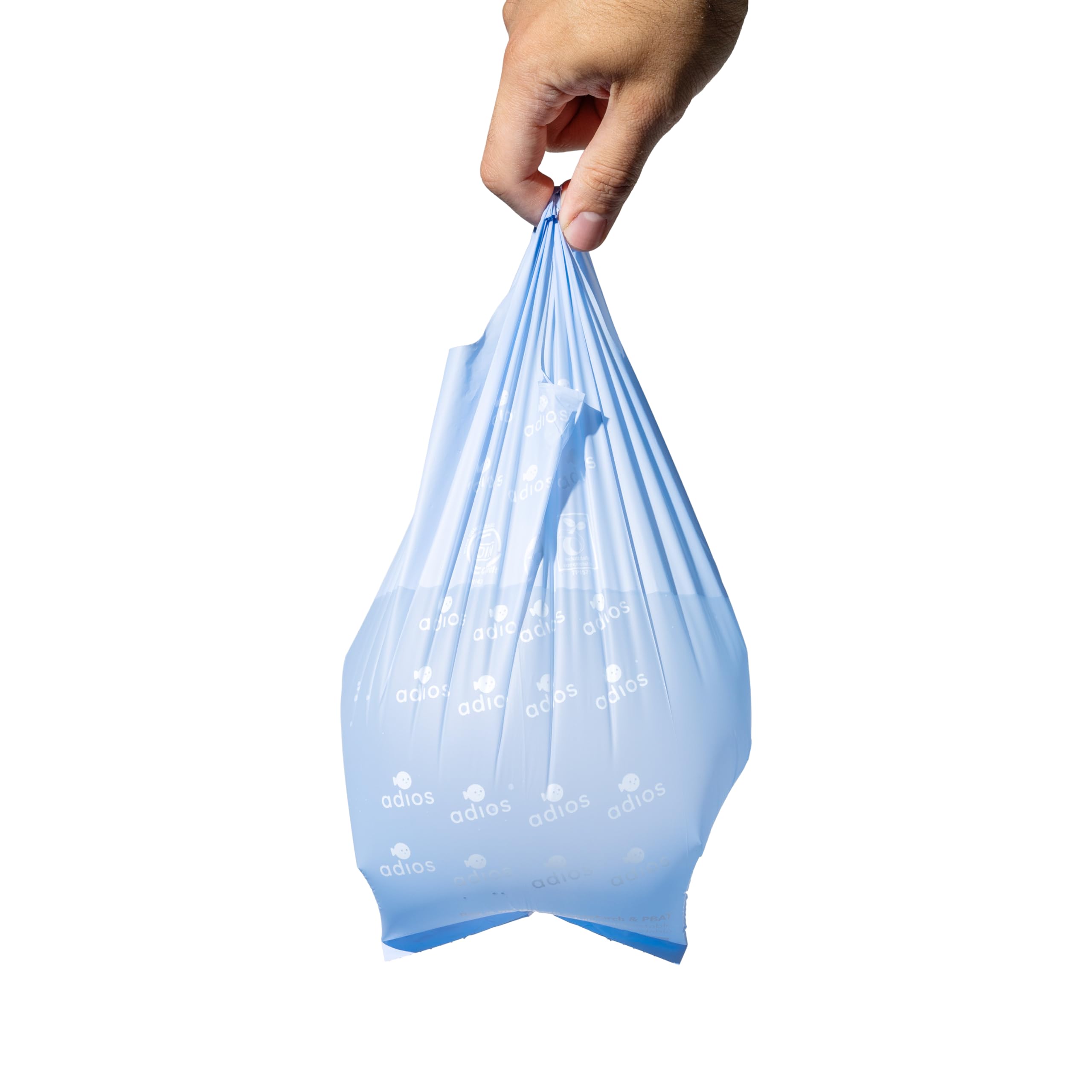 Adios Plastic - Bolsas compostables para excrementos de perro con asas, 360 unidades (24 rollos) - Colores arcoíris - Bolsas extra gruesas, a prueba de fugas, a prueba de olores - Hechas de almidón de