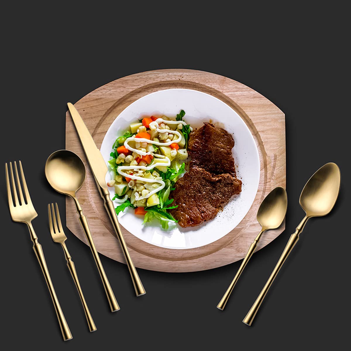 Juego De Cubiertos Dorados, Juego De Cubiertos Para Bodas, Elegante Juego De Cubiertos Clásicos De Acero Inoxidable, Cuchillo Y Tenedor Para Servir En Casa, Cocina Y Restaurante, Servicio Para 4 Pers