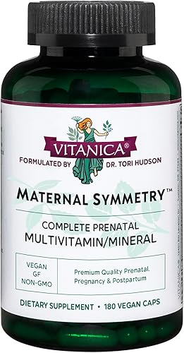 Miniatura 8 de Vitanica Simetría Materna, Vitaminas prenatales y postnatales, VeganaVegetariana, 180 Cápsulas