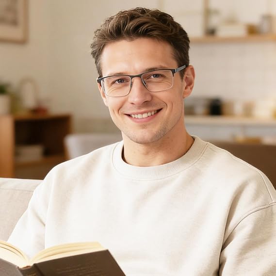 EYECEDAR 5 Pack Reading Glasses Men Blue Light Blocking Eyeglasses Gunmetal Gray Metal Half Frame Spring Hinges Readers for Men and Women 1.25