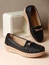 Vendoz Women’s Comfortable Loafers | Ultra Lightweight I Stylish Slip-On Casual Shoes with Metal Buckle | Everyday Mocassins Ballet I for Casual Office Formal Wear LF821BL-37 Black gallery image