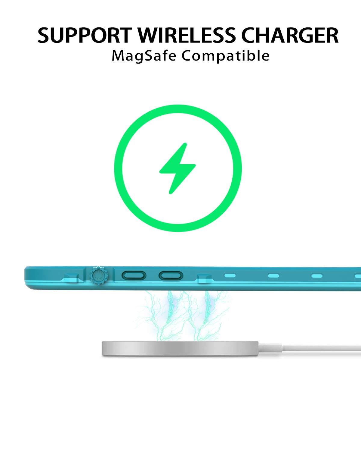 Diverbox Diseño para iPhone 12 Pro Max Funda impermeable con soporte de soporte, duradera a prueba de golpes, con protector de pantalla integrado para iPhone 12 Pro Max de 6.7 pulgadas, solo azul