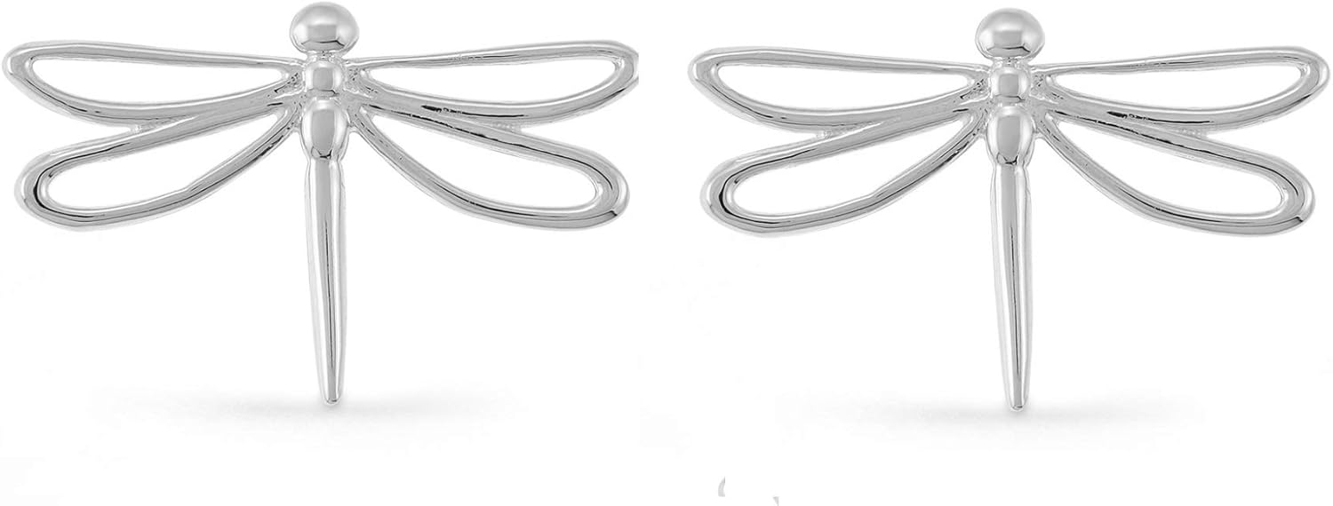 Boma Jewelry Sterling Silver Large Dragonfly Stud Earrings