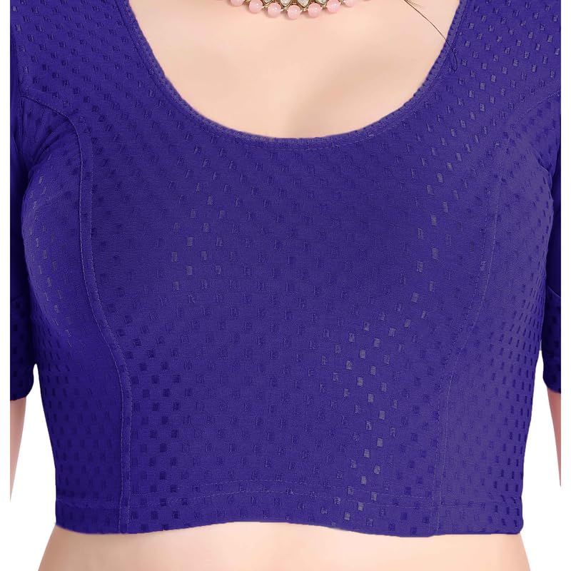 Image of FINESTFIT Stay On Trend Fashion 100% Cotton Readymade Blouses for Women,Round Neckline with Organza Balloon Sleeves.