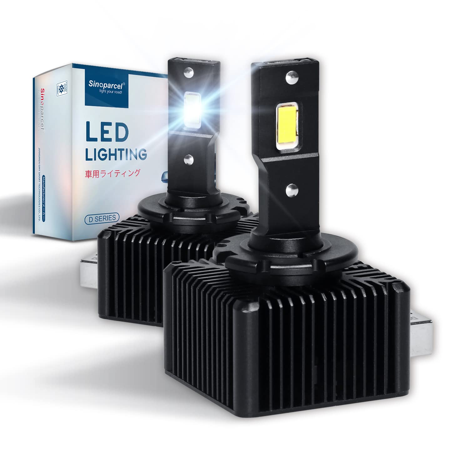 Sinoparcel D1S/D1R LED Headlight Bulb - 6000K 35W High Low Beam Xenon HID Replacement Lights - Pack of 2