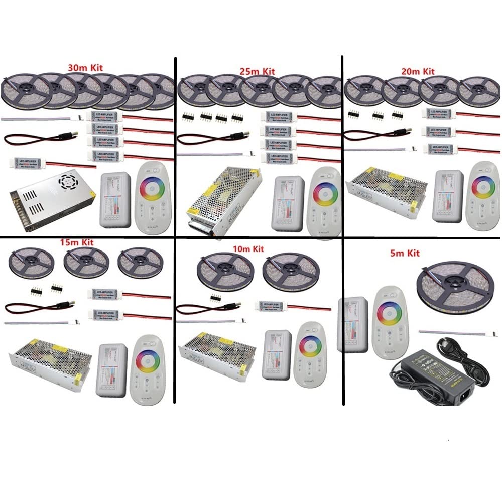 LED Accesorios decorativos 5m 10m 15m 20m DC12V 5050 RGB LED Tira impermeable RGBW RGBWW LED Tiras de luz 60led Agregar controlador Amplificador de potencia calificado 4 Exterior / interior