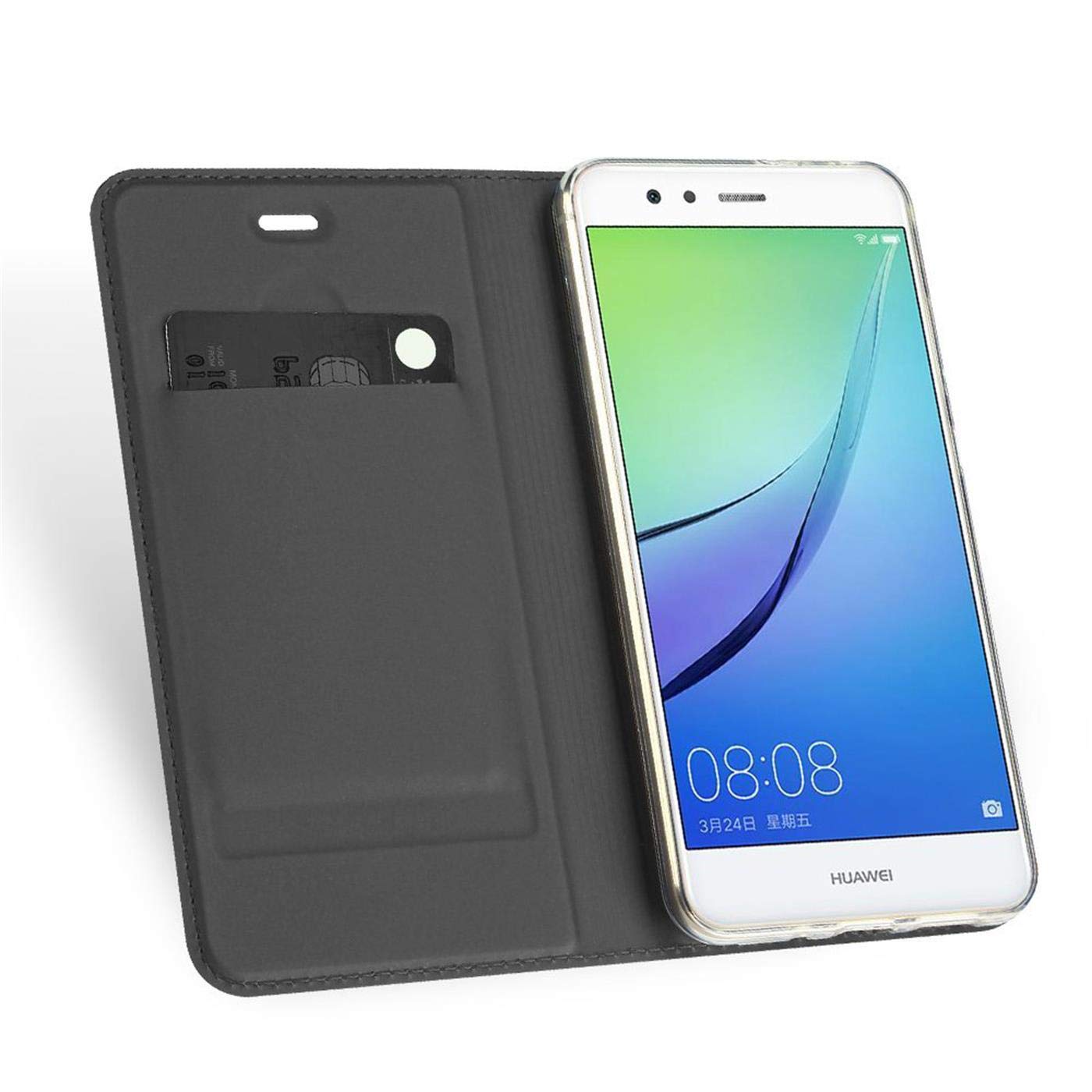 compatibile per HUAWEI P8 LITE (2017) PRA-LX1 PRA-LX2; PRA-LX1; PRA-LX3 / P9 LITE (2017) Custodia COVER STAND libro flip magnetica GEL tpu protezione PORTAFOGLIO porta carte (ROSA STAMPE FARFALLA