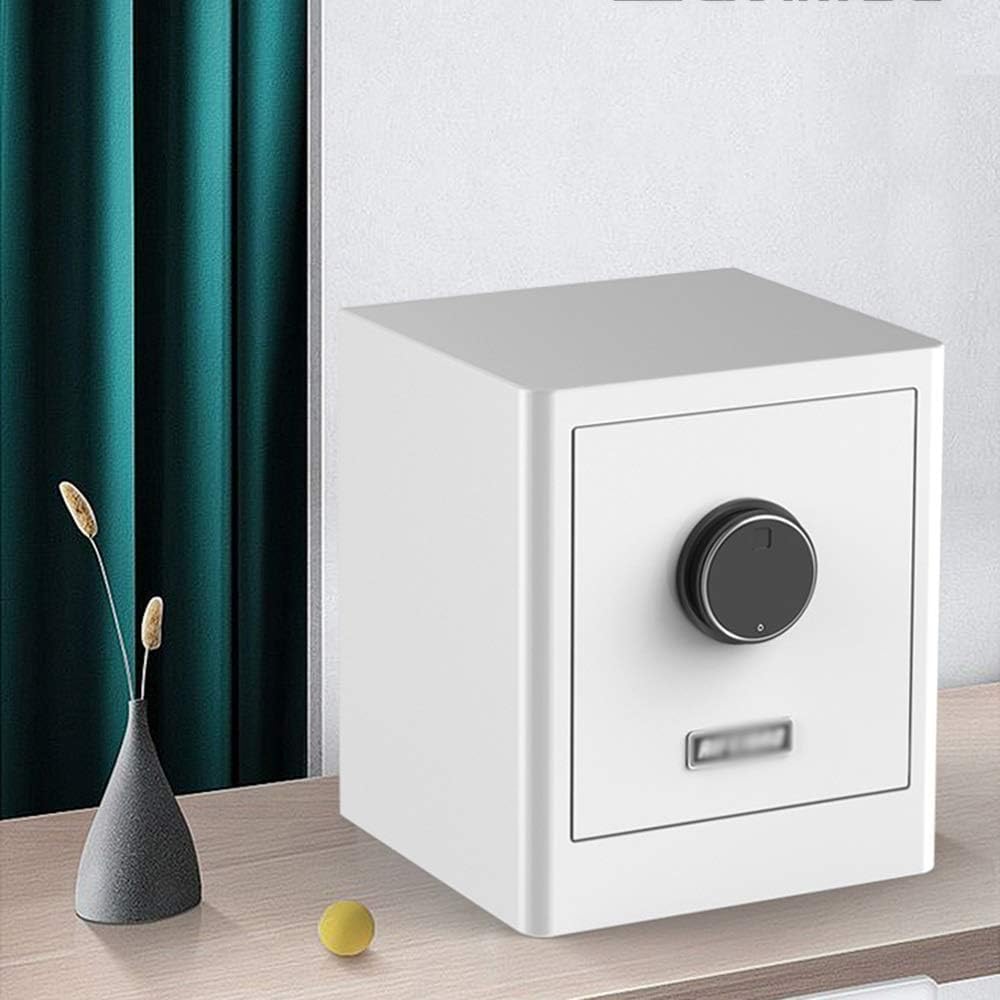 ZCF Security Safes Mini Security Safes, Electronic Password Fingerprint Deposit Box Solid Steel Portable Cabinet Safe for Home Office Hotel -3 Sizes (Color : White, Size : 35x30x45cm) - - 