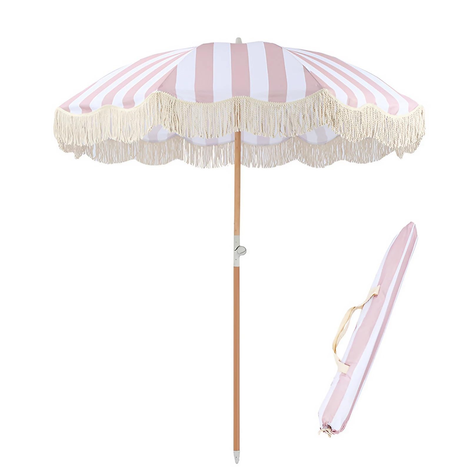 Parasol de plage 2m de qualité supérieure avec finitions bohèmes