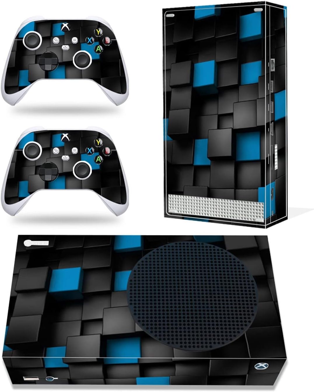 Skin Sticker for Xbox Series S Console Controllers, Protective Skin Wrap Vinyl Decal for Microsoft Xbox Series S, Protector Wrap Cover Protective Faceplate Full Set for X-Box Series S（Black Square）