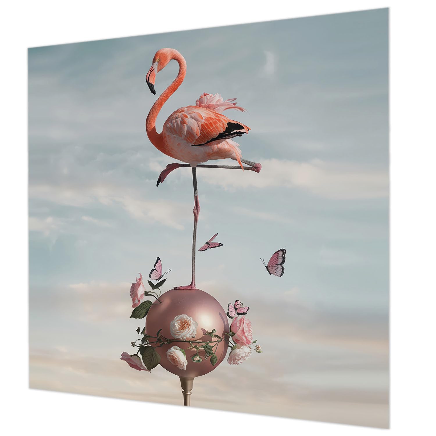 Papier peint intissé flamant rose 250x250 décoration murale salon