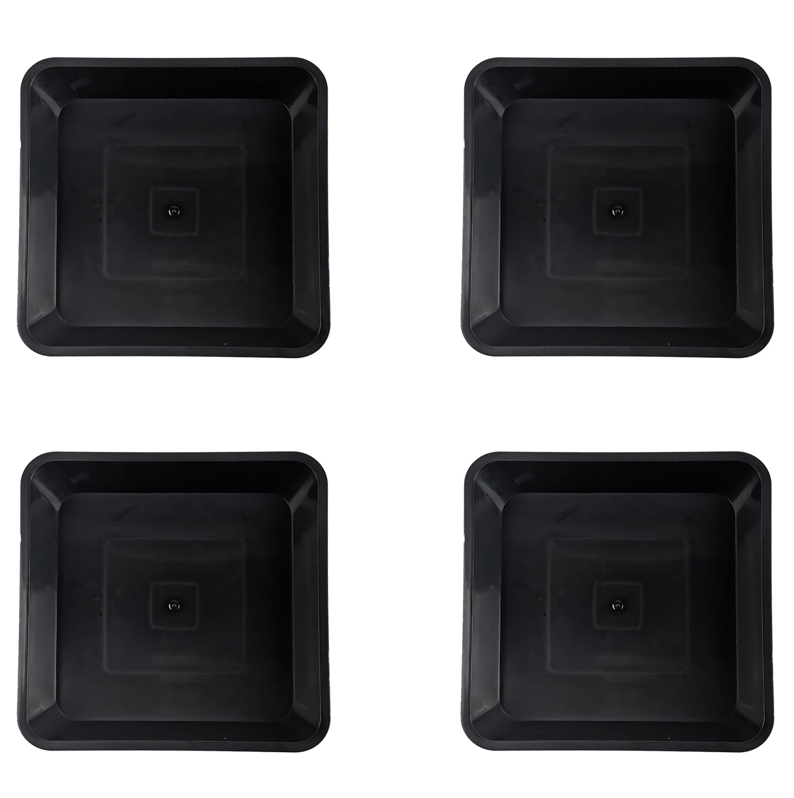 Soucoupe pot de fleurs anti fuite d'eau carrée 15,5 cm plastique noir lot de 4