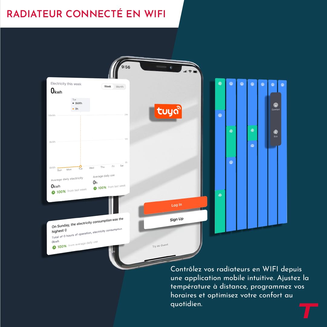 THOMSON - Sèche-serviette électrique sans fluide connecté WiFi 500W Thomson COSMO blanc