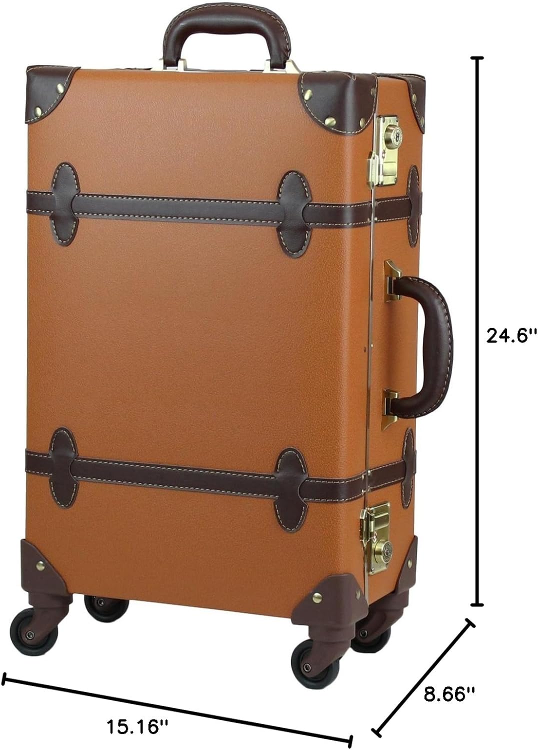MOIERG Trolley Luggage Vintage suitcase with TSA Lock [71-55053-72](Small, Camel × Brown)