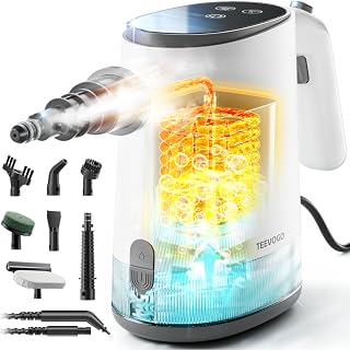 TEEVOGO Handheld Steam Cleaner: 1200W Pressurized 15s Heat, 650ML Tank, Lightweight Portable Steamer for Kitchen Grout, Furniture, Car & Bathroom