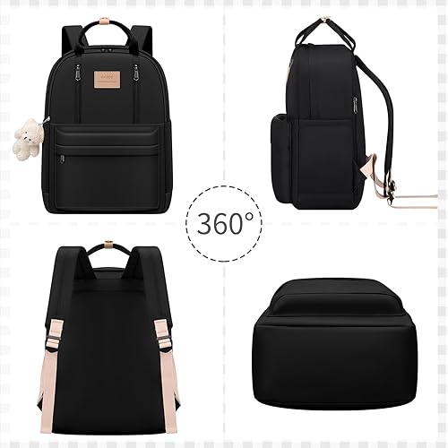 Miniatura 4 de GAXOS Linda mochila para la escuela, mochila estética, para mujeres y niñas, color blanco, bolsa de libros estilo coreano, Negro -, Classic