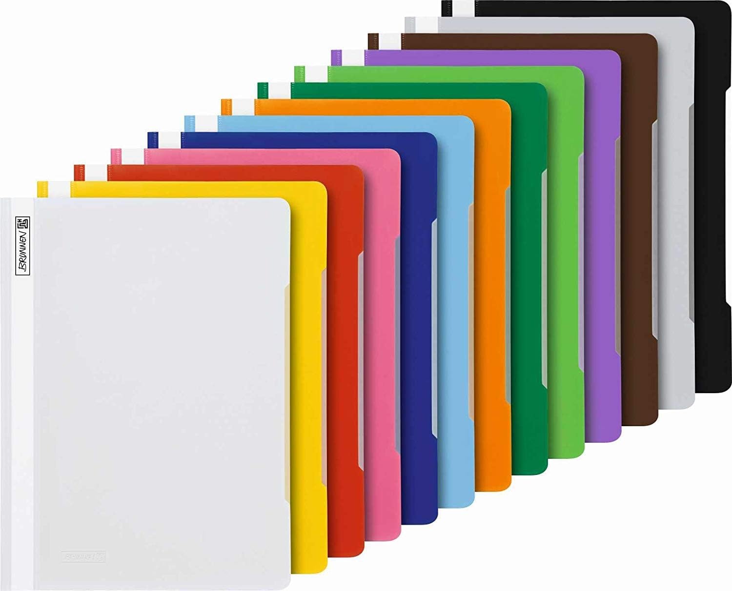 Brunnen A4Loose-Leaf Binders Set of 13 in Assorted Colours Polypropylene with Crystal Clear Cover