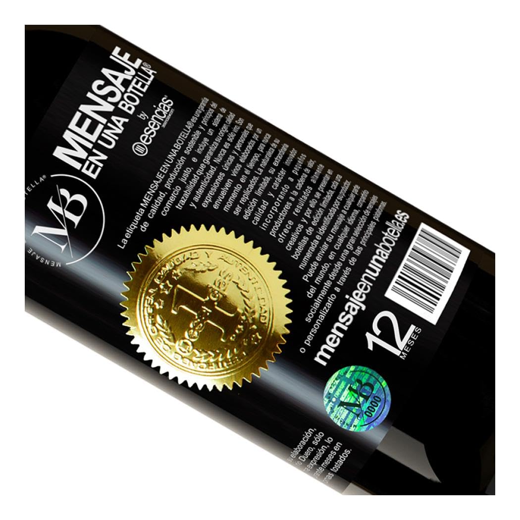 «La vida está hecha para buenos amigos y grandes vinos» Mensaje en una Botella. Vino Tinto Reserva 12 Meses MBS Martín Berasategui System + Gift Box. Etiqueta Negra PERSONALIZABLE