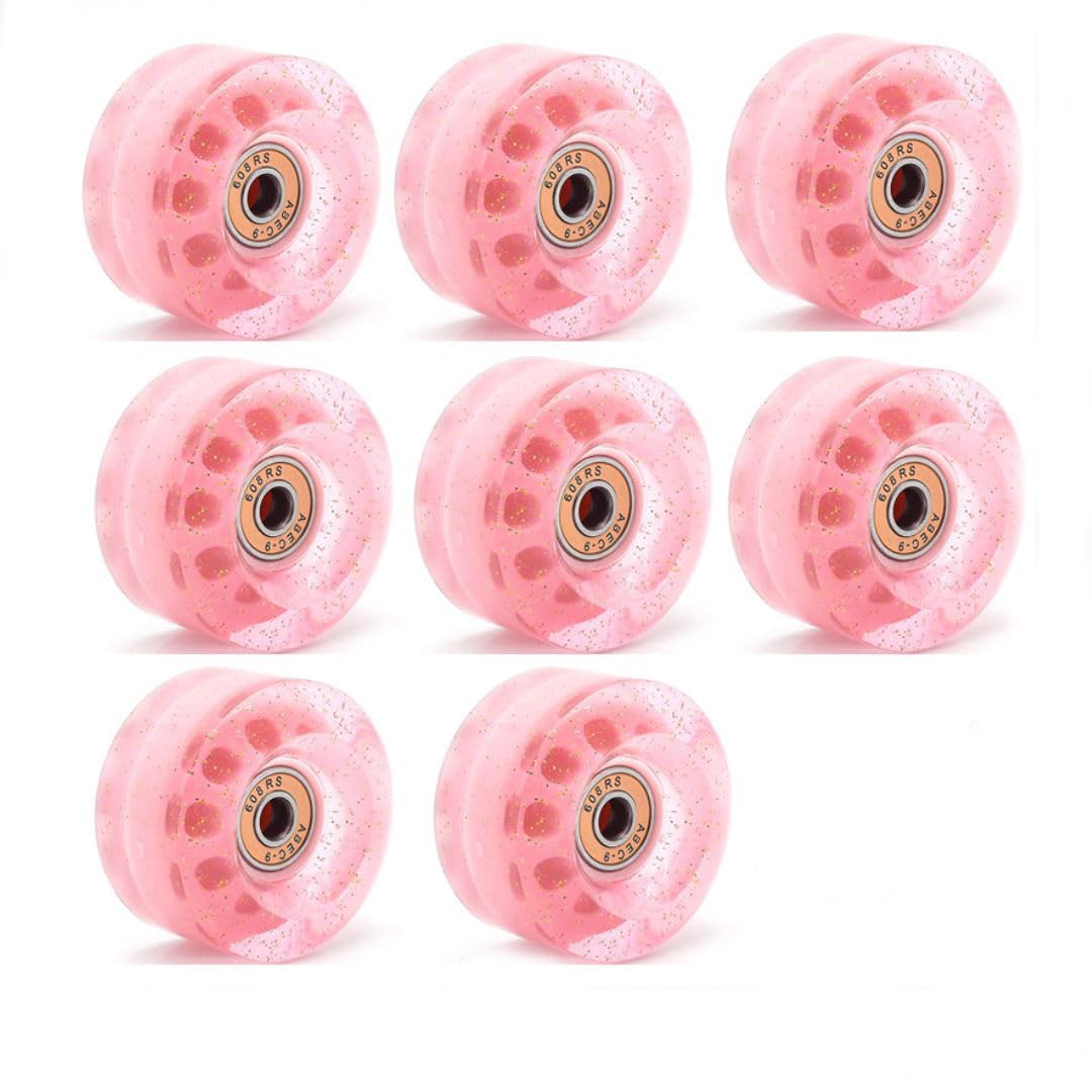 Yidome 8 Pack 58 * 32mm No Light Indoor QUAD Roller Skates Wheels 82A double Line Skates Wheels with Bearings for Double Row Skating Quad Skates