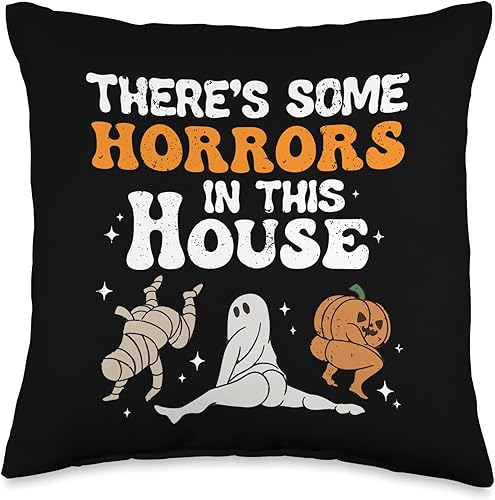 There's Some Horrors In This House Halloween tee There Some Horrors in This House - Almohada de 16 x 16 pulgadas, multicolor