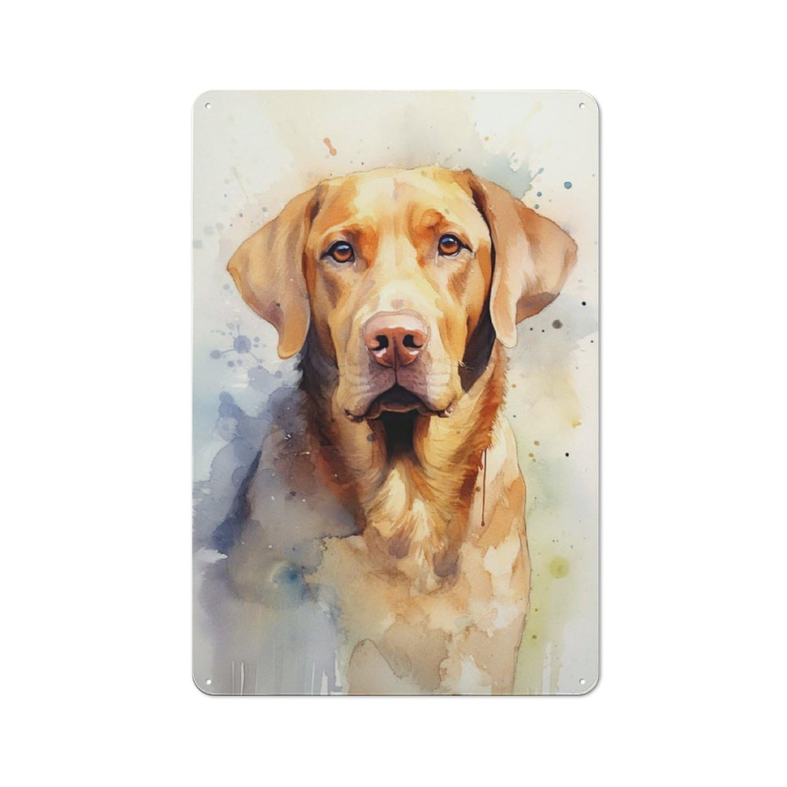 Junmoney Golden Retrieve Watercolor Retro Tin Sign 30X20cm For Man Cave Or Games Room, For Collectors Decorating Games Rooms And Man Caves