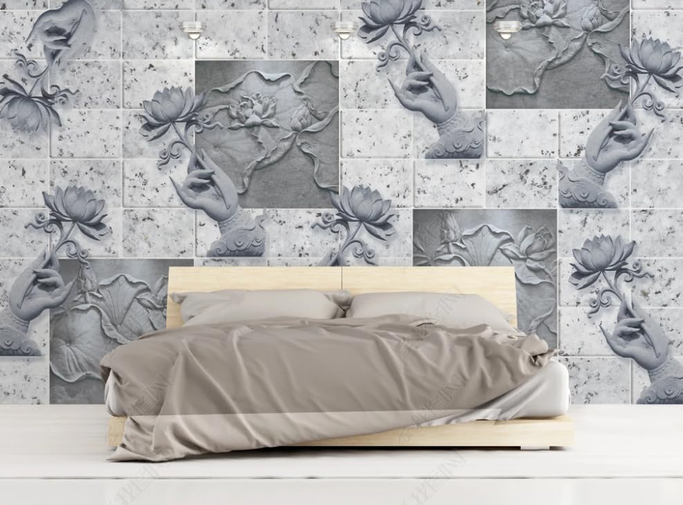 Papier peint intissé pierres et lotus poster géant mural salon chambre 450x315