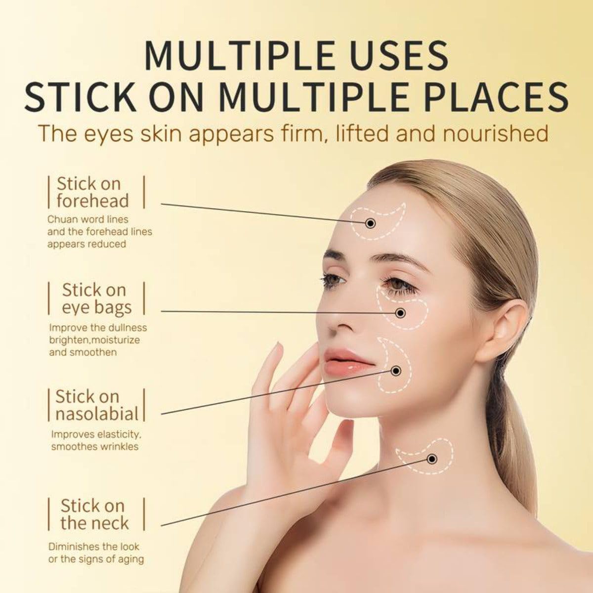 Montegoni® 24K Gold Under Eye Gel Patches (80 PCs) Collagen Eye Masks for Dark Circles Puffy Eyes & Wrinkles - Image 3