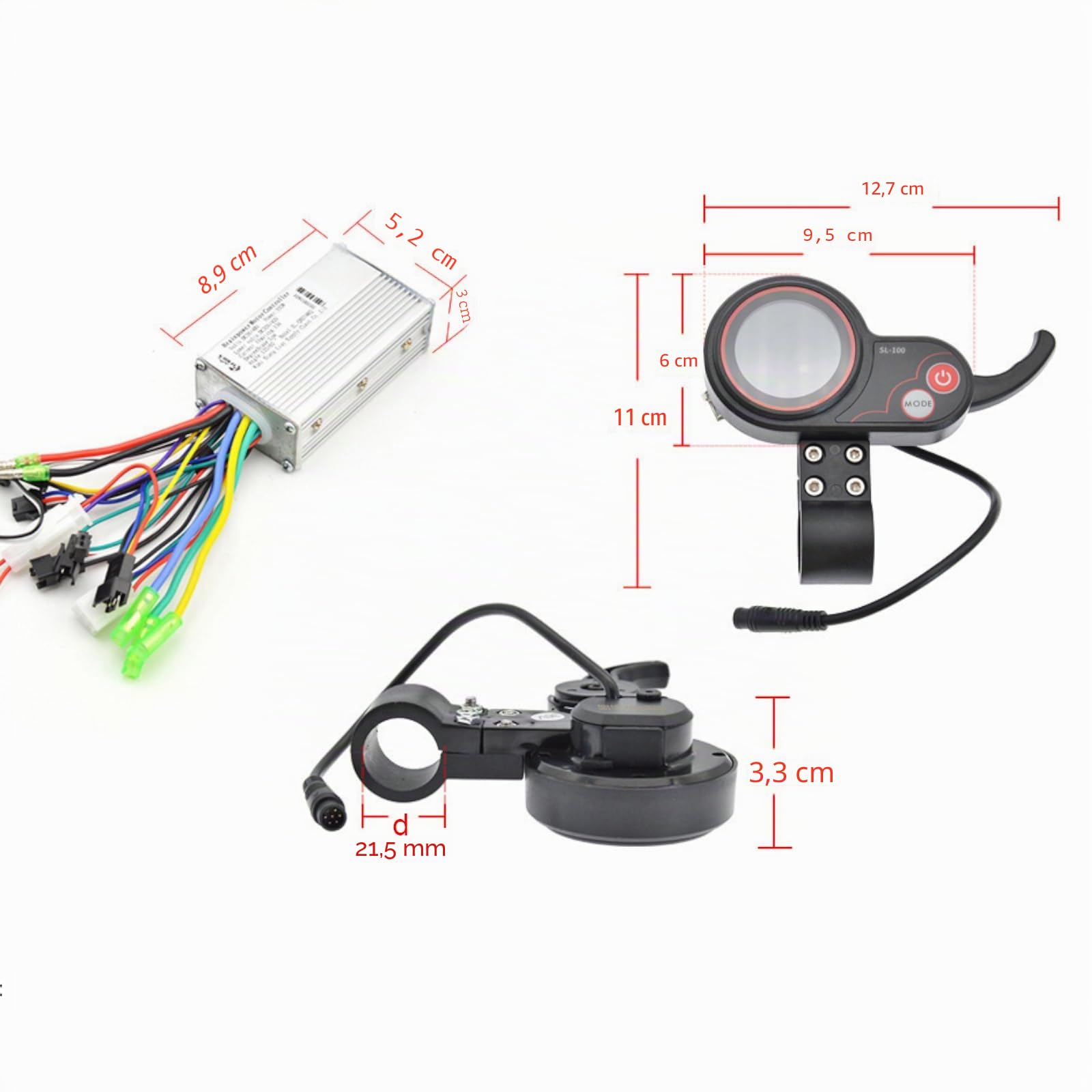 Nikou Pannello di Controllo Controller-LCD Display con Interruttore di velocità variabile Accessorio per Scooter Elettrico(48V 250 / 350W)