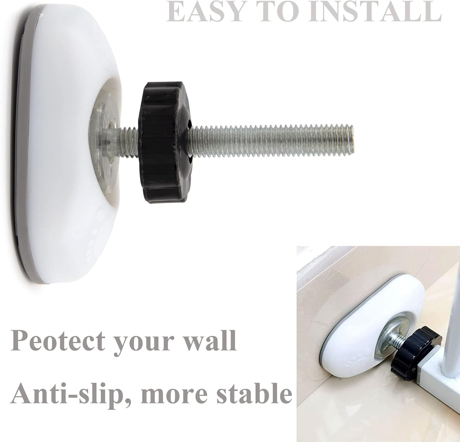 2-Pack M10 Baby Gate Adapter with Wall Protector, 10mm Extender, Replacement Bolt for Pressure Mounted Gates