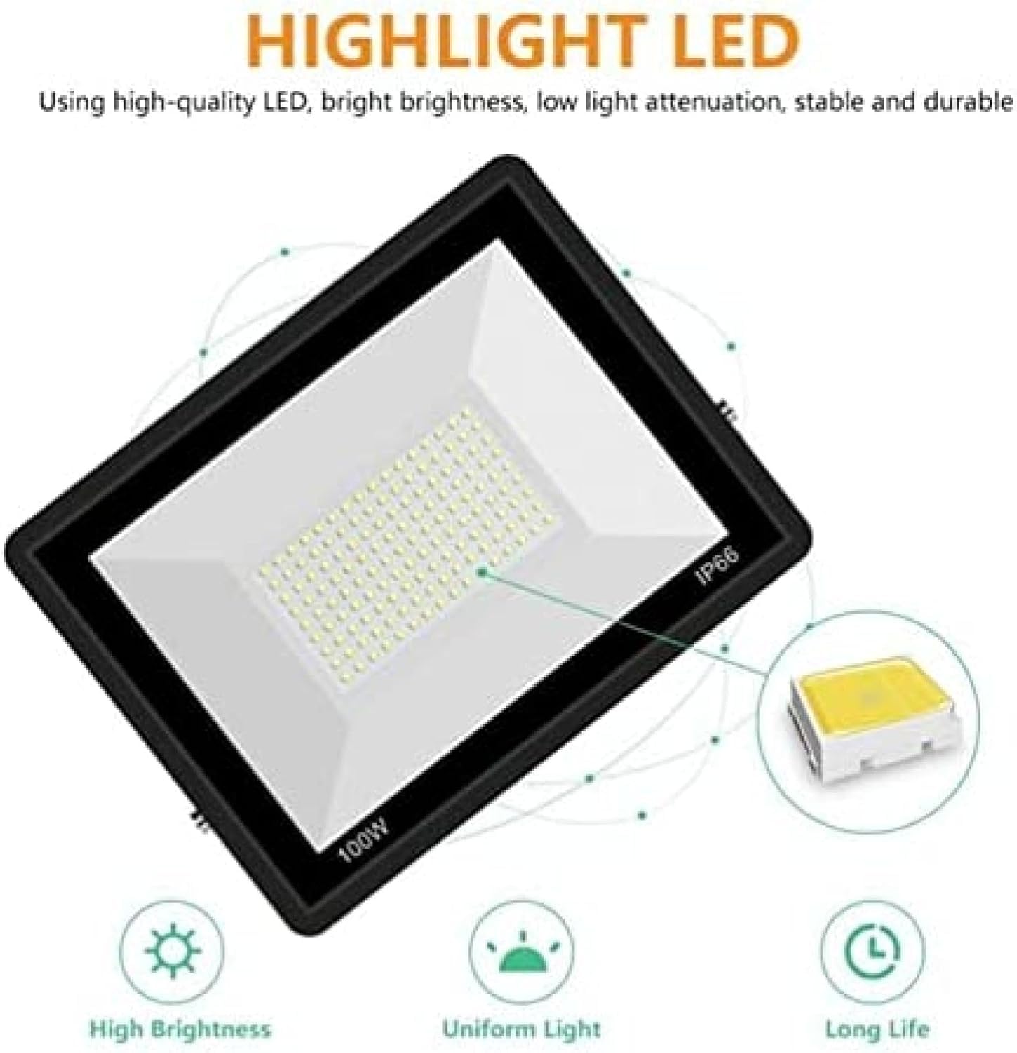 Reflektor LED z czujnikiem ruchu PIR, wodoodporny IP66, 10 W do 100 W, zewnętrzne oświetlenie indukcyjne