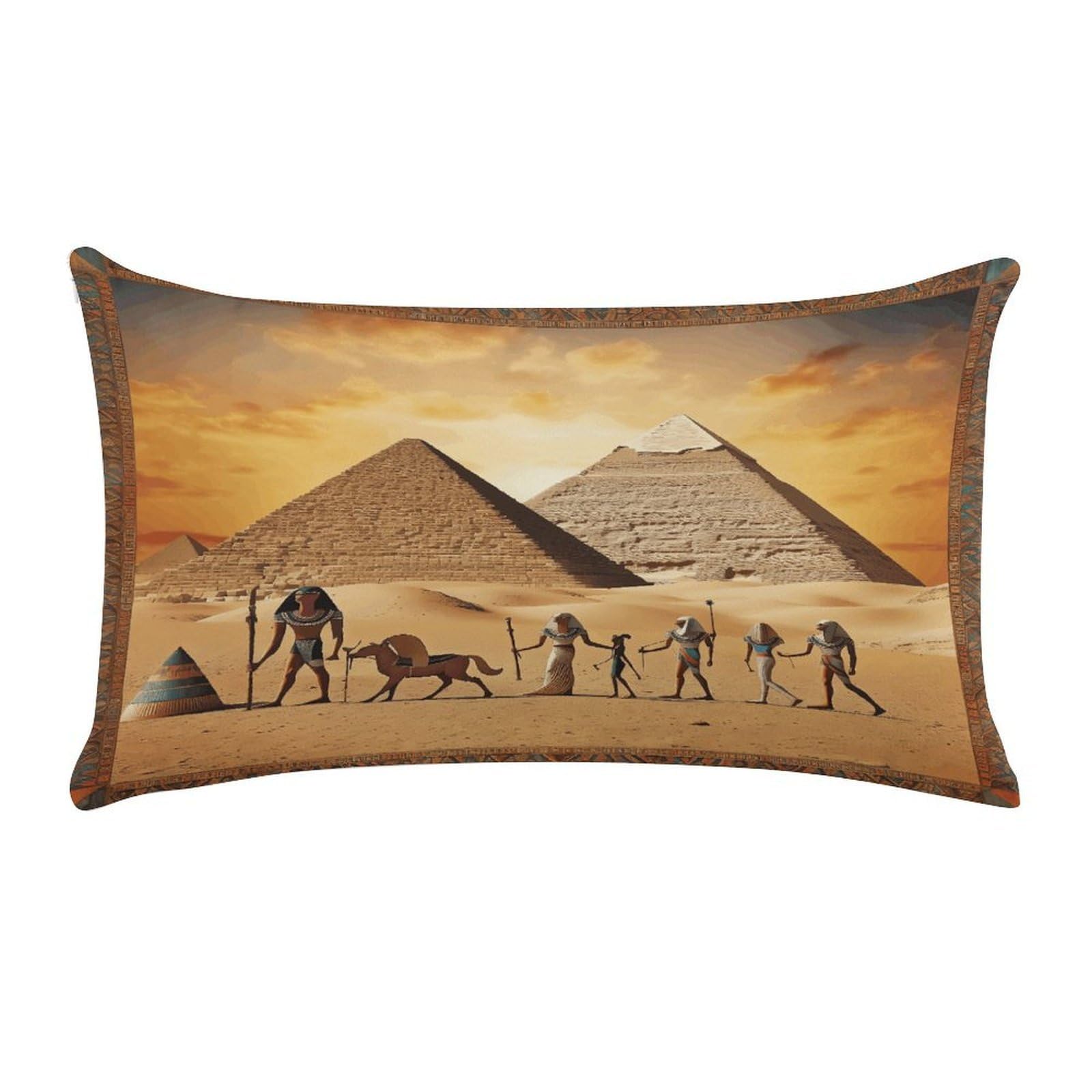 MUSM Ancient Egypt Throw Pillow Cover Rectangle Short Plush Pillowcase Soft Luxury Decorative Lumbar Throw Pillow Case with Zipper Short Plush Cushion Cases 12 X 20 Inch