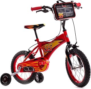 Disney Cars 14 inch Kids Bike + Stabilisers For Boys or Girls 4-6 Years - Lightning McQueen Styling, Red