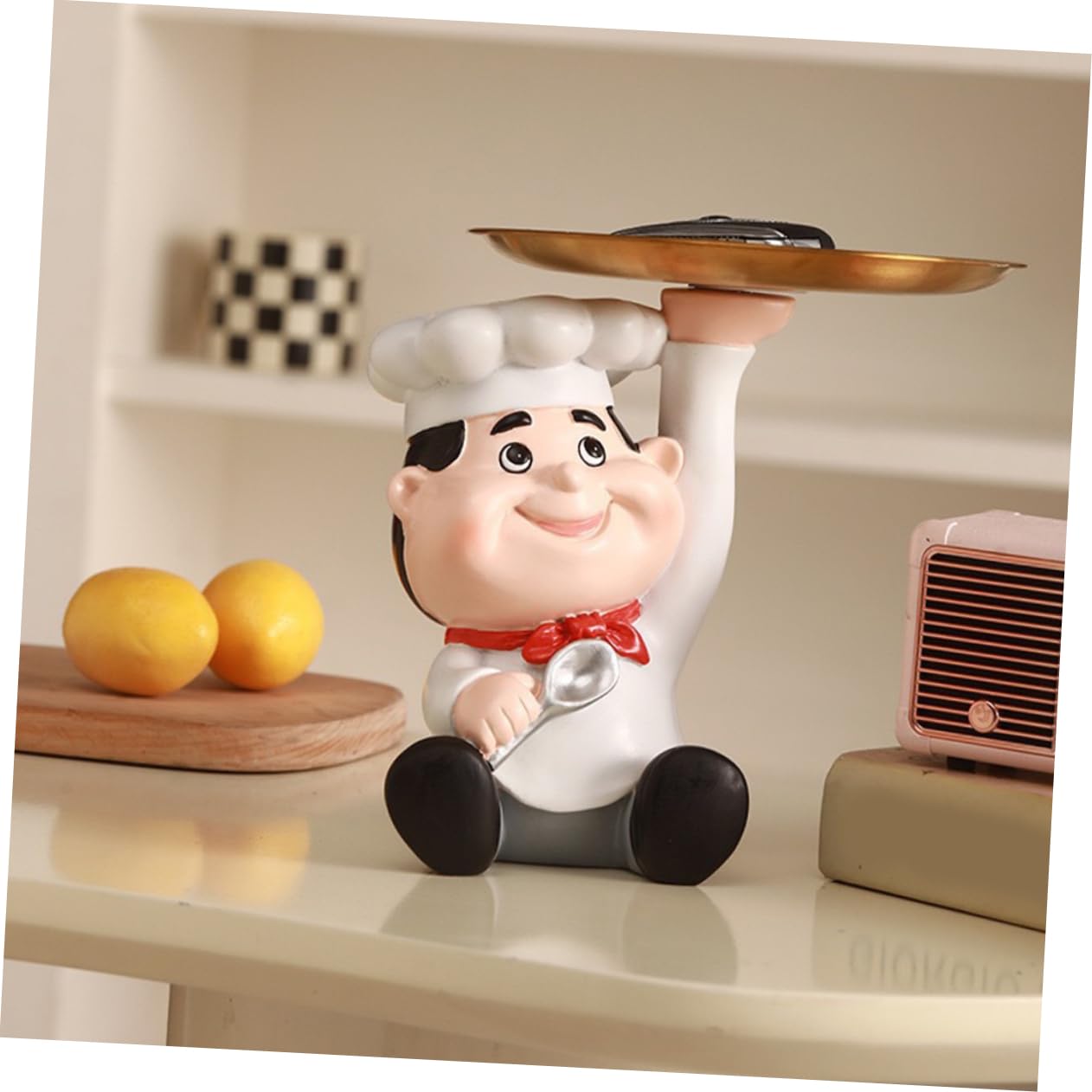 OUNONA Portaoggetti a Forma di Chef in Resina Bianca per Cucina, Decorazione per Casa, Utenza per Borse e Trucchi