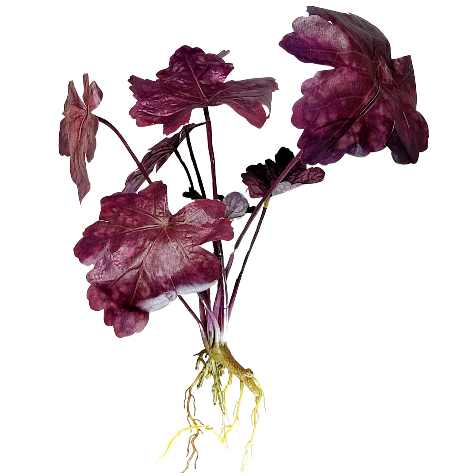 WY8 Alum Root 24 Pcs Leaf Bundle - 6 Heads & 9 Heads - Artificial Plant for Home, Garden, Wedding Decorations, Table Arrangements, Living Room, and Office Decor (Purple Red, 45 cm)