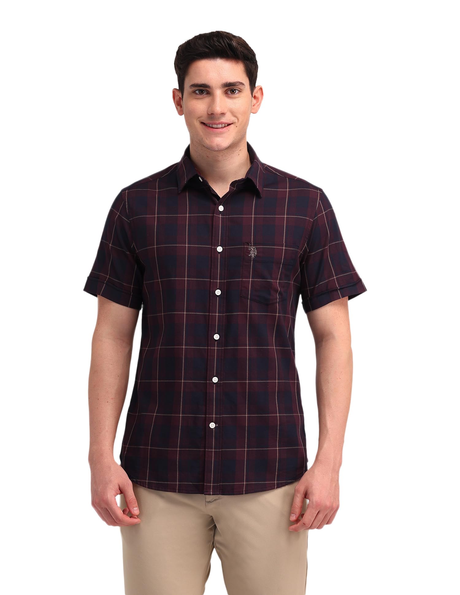 u.s. polo assn. Mens Blue Half Sleeve Cotton Classic Fit Shirt-picture-16