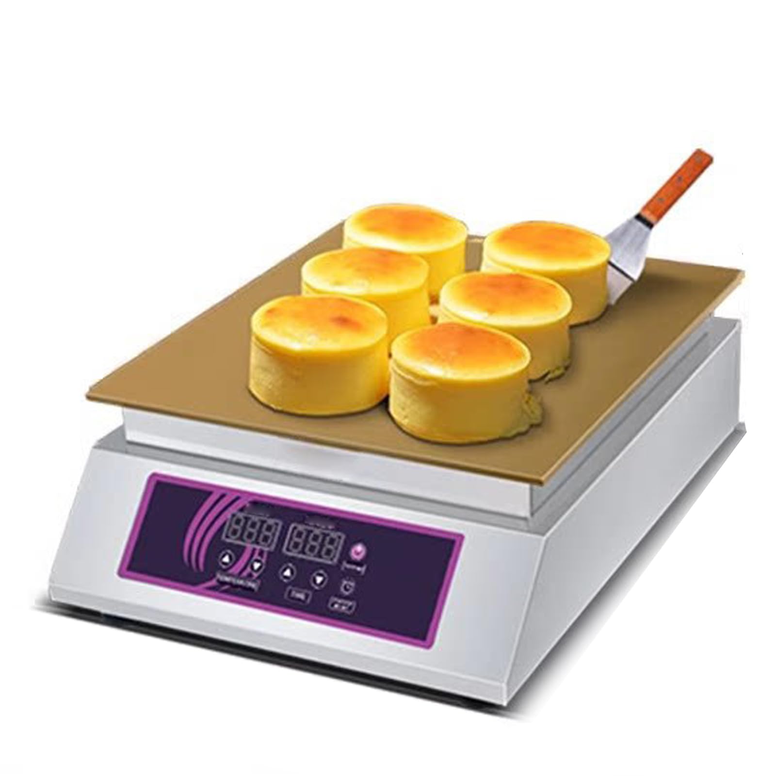 Appareil à soufflés et à crêpes électrique avec Deux plaques en cuivre Pur, 60-240 °C, en Acier Inoxydable de qualité Professionnelle, Affichage numérique