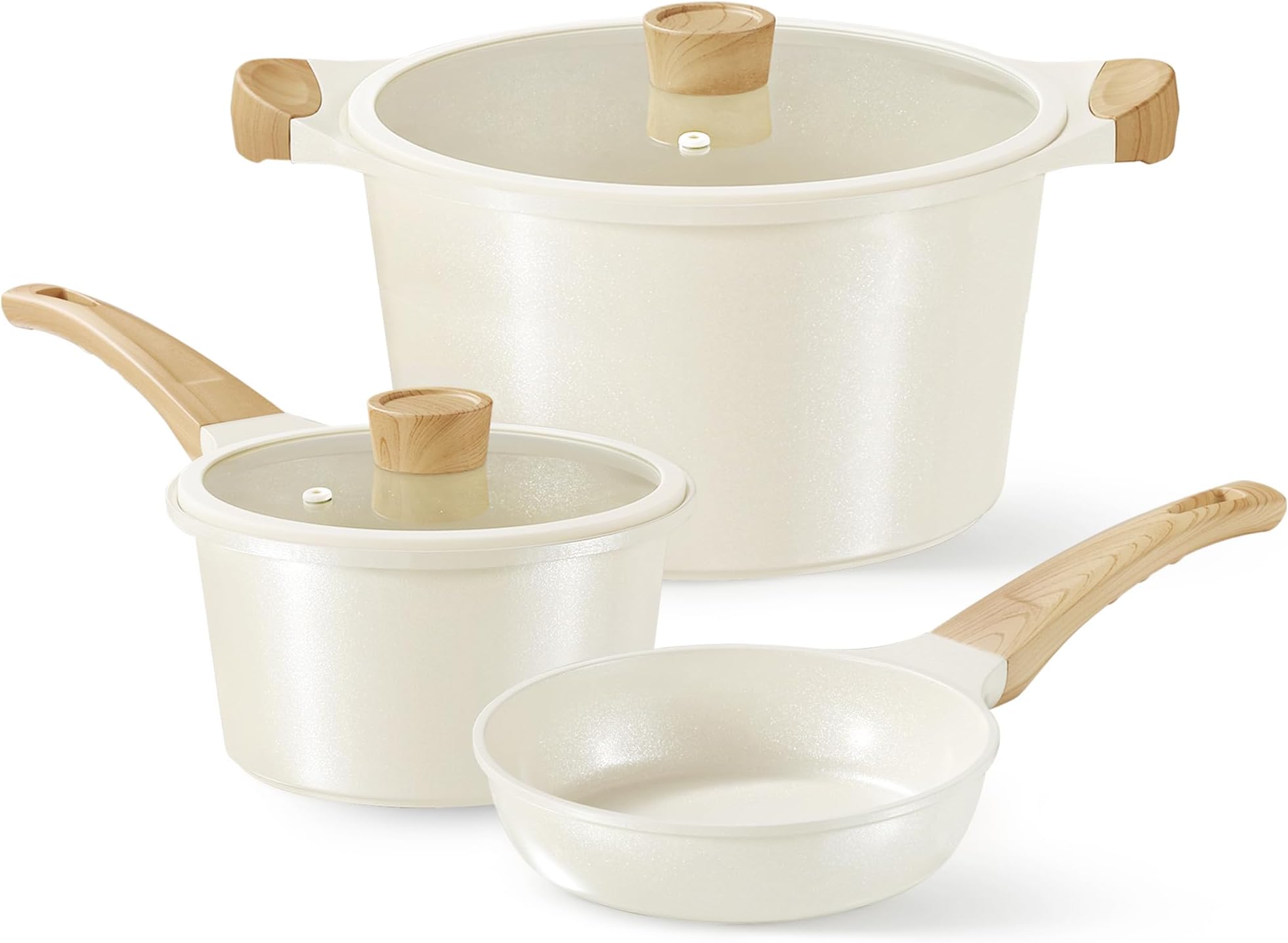 CAROTECeramic Pots and Pans Set, Cookware Set 5 Piece Non-toxic Healthy Non Stick Cooking Set Cooking Set,Induction Cookware,Dishwasher Safe