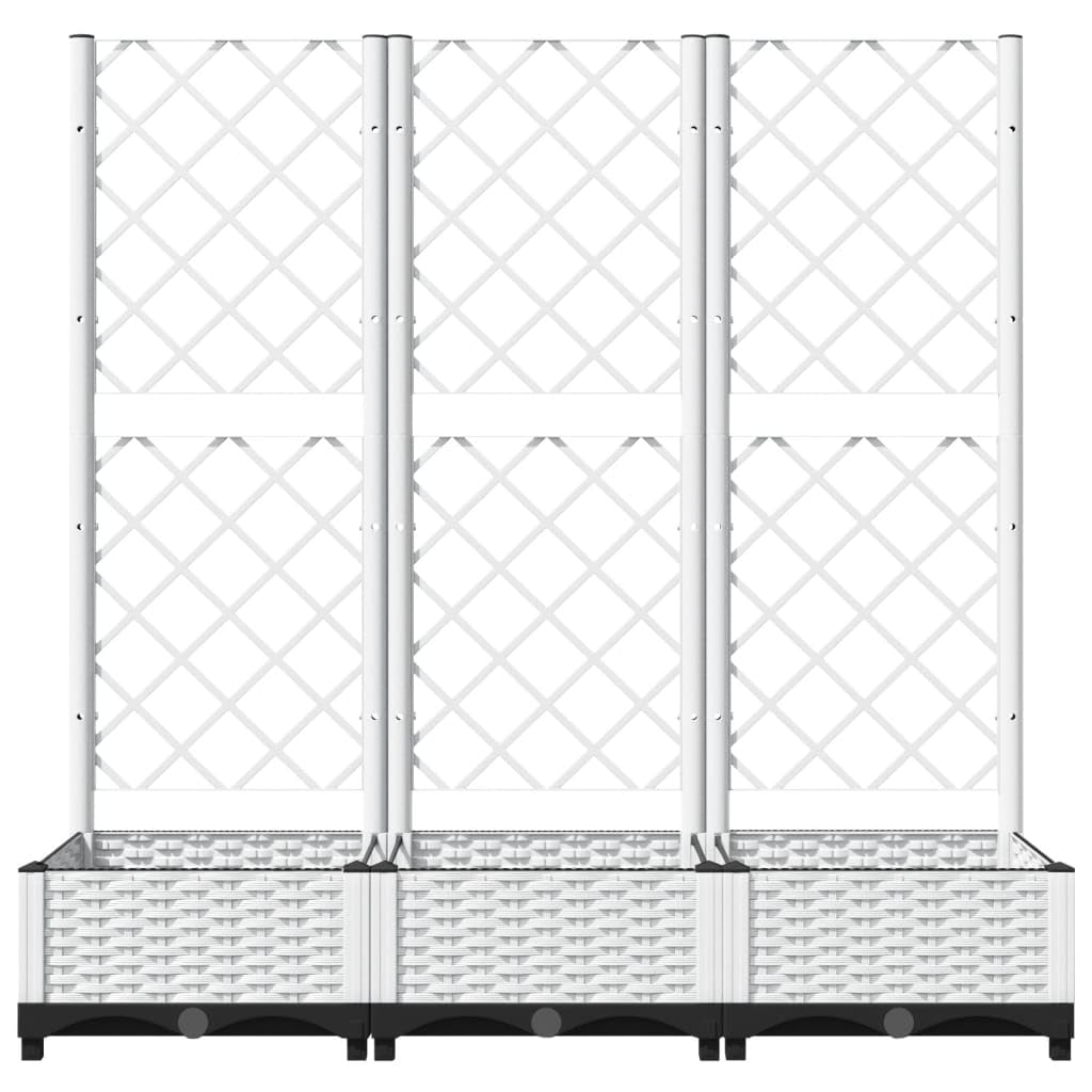 Générique Blumenkasten Rankgitter weiß 120 x 40 x 121,5 cm PP | Langlebiges Polypropylen, für Kletterpflanzen, Garten, Terrasse, Tomaten, Erbsen, Rosen