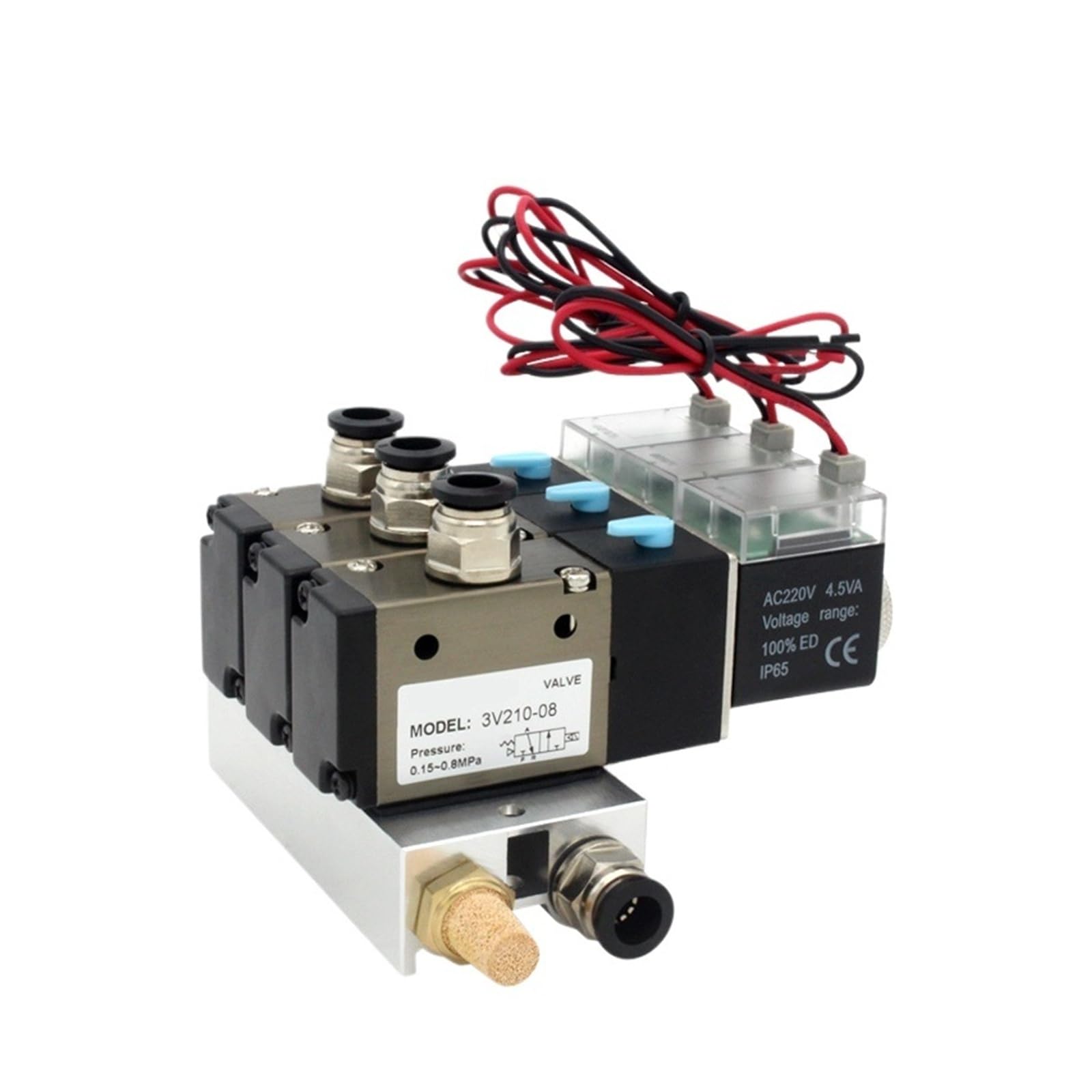 Électrovanne 3V210-08 AC220V avec bloc collecteur robuste