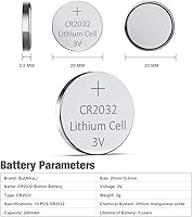 Vista 2 de GutAlkaLi Paquete de 10 baterías CR2032 – CR2032 3V batería – CR 2032, batería de moneda de 3 voltios