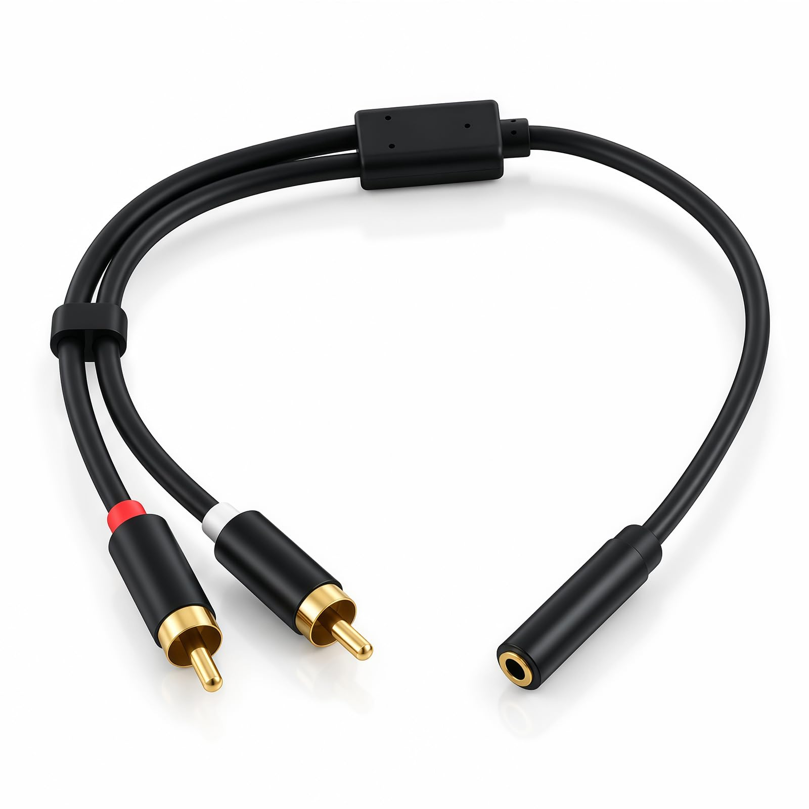 Audiokabel, 3,5-mm-Klinkenbuchse auf 2 Cinch-Stecker, 30 cm, Stereo, AUX auf Cinch-Stecker, vergoldete Anschlüsse, Audiokabel, kompatibel mit Smartphone, TV, PC, Tablet, Verstärker, Soundbar, Heimkino