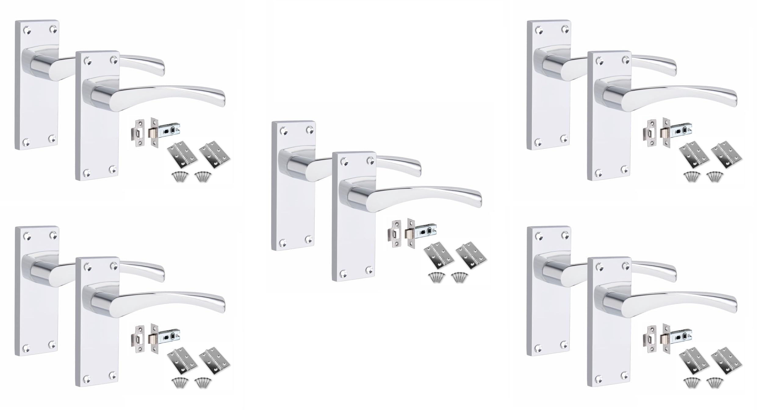 Golden Grace 5 Set Victorian Scroll Astrid Internal Door  Sets With 3" Hinges & Latch 120 X 40mm Polished Chrome from B&Q